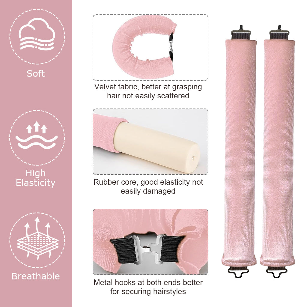 MAYCREATE 3pcs Heatless Overnight Hair Curlers, Hair Curlers to Sleep In Curlers Blowout, No Heat Curling Rods Set for Women with Headscarf and Hook for Long Hair, Pink MAYCREATE 3pcs Heatless Overnight Hair Curlers, Hair Curlers to Sleep In Curlers Blowout, No Heat Curling Rods Set for Women with Headscarf and Hook for Long Hair, Pink